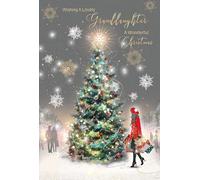 Cherry Orchard 'Lovely Granddaughter' Christmas card, Beautiful Christmas tree design, from the Gorgeous Grace range, Finished with gold foil detailing, comes complete with Gold envelope