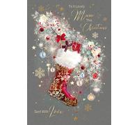 Cherry Orchard 'Lovely Mum' Christmas card, from the Gorgeous Grace range, complete with Gold envelope and finished with Gold foil details
