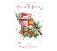Cherry Orchard | Luxury Christmas Card - Across the Miles | Sending Christmas wishes Across the Miles| Red Robin & Design |Elegant Gold Foil Finish | Complete with Envelope