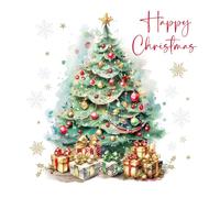 Cherry Orchard | Luxury Christmas Card | Charming Christmas Tree & Gifts Design | Gold Foil Finish | Complete with Envelope