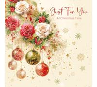 Cherry Orchard | Luxury Christmas Card | Christmas Wishes |Roses & Baubles Festive Floral Design | Gorgeous Gold Foil Finish | Complete with Envelope