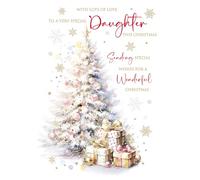 Cherry Orchard | Luxury Christmas card for Daughter | Daughter Christmas card | Festive Frosted Tree with Pink Baubles | Sentimental Words inside | Foil Finish