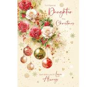 Cherry Orchard | Luxury Christmas card for Daughter | Daughter Christmas card | Luxury Large Red & Green Bauble design | Sentimental Words inside | Foil Finish