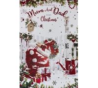 Cherry Orchard Luxury Christmas Card for Mum and Dad, Festive Garden Scene with Glitter Accents, Santa Sack Design