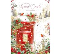 Cherry Orchard Luxury Christmas card from for a 'Special Couple' Traditional design with Post Box and Robins, finished with beautiful foil detail, comes with envelope.