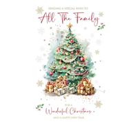Cherry Orchard | Luxury Christmas Card to All The Family | To All The Family This Christmas | Festive Tree Design | Gorgeous Gold Foil Finish