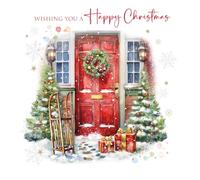 Cherry Orchard | Luxury Christmas Card |Wishing you a Happy Christmas | Festive Front Door Design | Gold Foil Finish | Complete with Envelope