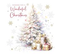 Cherry Orchard | Luxury Christmas Card | Wishing you a Wonderful Christmas | Elegant pink and white tree design | Gold Foil Finish