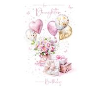 Cherry Orchard Luxury Daughter Birthday Card - Pretty Presents & Balloons design from Foil Finish and Luxury Insert