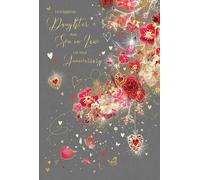Cherry Orchard Luxury Daughter & Son in Law Anniversary Card, Charming Floral Design, finished with Gold foil text & Details