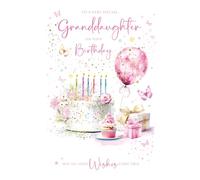 Cherry Orchard Luxury Granddaughter Birthday Card - Pretty Presents & Balloons design from Foil Finish and Luxury Insert