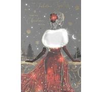 Cherry Orchard Luxury Sister Christmas Card, Elegant Lady in Red Dress Design, Glitter and Foil Finish, Festive Winter Scene
