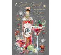 Cherry Orchard Luxury 'Someone Special' Christmas card, Stunning Gin bottle and Glass design from the Gorgeous Grace range, Gold foil finish, comes complete with Gold envelope.