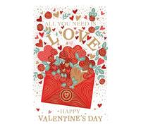 Cherry Orchard | Luxury Valentines Day Card | Happy Valentines Day Card | All you Need is Love | Romantic Red Rose & Heart Design| Gold Foil Finish | Luxury Insert with Verse inside