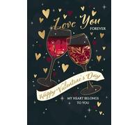 Cherry Orchard | Luxury Valentines Day Card | Happy Valentines Day Card | Elegant Glasses Clinking & Gold Foil Hearts | Luxury Insert with Verse inside | Complete with Envelope