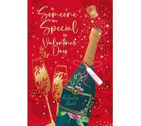 Cherry Orchard | Luxury Valentines Day Card | To Somone Special on Valentines Day | Elegant Champagne Bottle & Gold Foil Hearts | Luxury Insert with Verse inside | Complete with Envelope