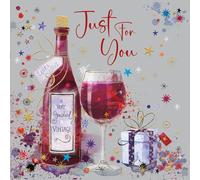 Cherry Orchard | Men's Birthday Card | Just For You Greeting Card - A Very Special Vintage | Red Wine & Gift Celebration Design | Shiny Gold Foil Text & Stars | Complete with Envelope