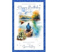 Cherry Orchard Men's Birthday Card - Luxury Birthday Cards for Him - Fishing Design - Stylish Foil Border - complete with Envelope