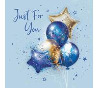 Cherry Orchard Men's Happy Birthday Card, Birthday card for him, Stylish Blue & Gold Balloons, finished with foil, complete with Envelope