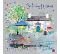 Cherry Orchard | Men's Happy Birthday Card | Bright and Funky Birthday Card | Rainbow gift boxes and Balloons | Gold foil stars | Complete with Envelope