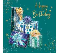 Cherry Orchard, Men's Stylish Happy Birthday Card, Birthday card for him, Gorgeous Teal & Gold Gifts, finished with Gold foil, complete with Envelope