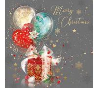 Cherry Orchard 'Merry Christmas' Christmas Card - Stunning Luxury Card for Christmas with Balloon and Present Design - Grace Range - Comes with Gold Envelope - 159mm x 159mm