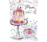 Cherry Orchard Mother's Day Card for Mum, Cake and Macaron Illustration, Sending You Lots of Love Design