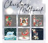 Cherry Orchard | Multipack of Christmas Cards | 6 Luxury Christmas Cards Assortment| Gold foil detailing | Luxury Envelopes