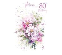 Cherry Orchard Mum 80th Birthday Card Gorgeous Traditional Floral design, Pink Foil finish, complete with Envelope