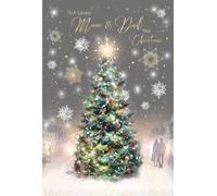 Cherry Orchard Mum and Dad Christmas Card - Elegant Festive Tree Design with Gold and Silver Details - Sentimental Verse Inside - Includes Envelope - Premium Quality 23 x 15 cm