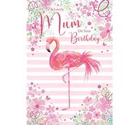 Cherry Orchard Mum Birthday Card (CO-ML014) - Flamingo, Flowers & Stripes - From Publishing - Flittered Finish