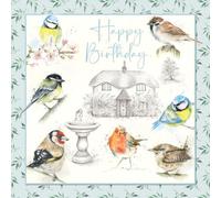 Cherry Orchard Nature's Diary Happy Birthday cards, Beautiful Animal illustrations, finished with coloured borders, and foil detailing, complete with Envelope (ROBIN)