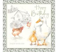 Cherry Orchard Nature's Diary Happy Birthday cards, Beautiful Animal illustrations, finished with coloured borders, and foil detailing, complete with Envelope (CHICKS)