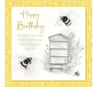 Cherry Orchard Nature's Diary Happy Birthday cards, Beautiful Animal illustrations, finished with coloured borders, and foil detailing, complete with Envelope (BEE'S)