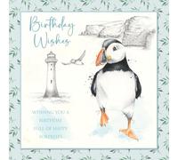 Cherry Orchard Nature's Diary Happy Birthday cards, Beautiful Animal illustrations, finished with coloured borders, and foil detailing, complete with Envelope (PUFFIN)