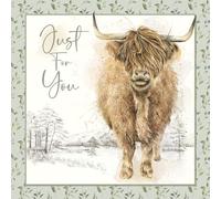 Cherry Orchard Nature's Diary Happy Birthday cards, Beautiful Animal illustrations, finished with coloured borders, and foil detailing, complete with Envelope (COW)