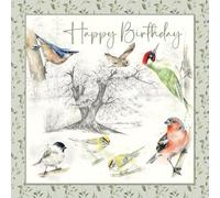 Cherry Orchard Nature's Diary Happy Birthday cards, Beautiful Animal illustrations, finished with coloured borders, and foil detailing, complete with Envelope (BIRDS)