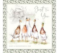 Cherry Orchard Nature's Diary Happy Birthday cards, Beautiful Animal illustrations, finished with coloured borders, and foil detailing, complete with Envelope (DUCKS)