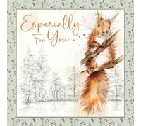 Cherry Orchard Nature's Diary Happy Birthday cards, Beautiful Animal illustrations, finished with coloured borders, and foil detailing, complete with Envelope (SQUIRREL)