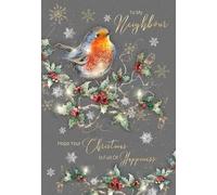 Cherry Orchard Neighbour Christmas Card, From, Traditional Robin design, finished with gold foil comes with Gold Envelope