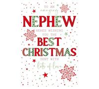 Cherry Orchard | Nephew Christmas Card | Christmas Card for Nephew | Festive Red & Green Typography Design | Stylish Gold Foil Finish | Complete with Envelope