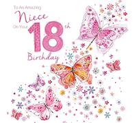 Cherry Orchard Niece 18 Years Old Birthday Card Fun Butterfly Design with Bright Foil Finish and Envelope