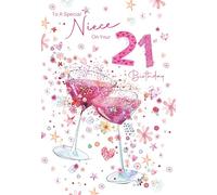 Cherry Orchard Niece 21st Birthday Card from, Fun and Bright design, complete with envelope