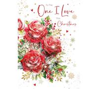 Cherry Orchard | One I Love Christmas Card | Christmas card for Girlfriend/Wife/Partner | Luxury Large Card with Festive Red Rose Design | Gorgeous Gold Foil Finish
