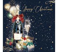 Cherry Orchard Open Christmas Card, Artistic Champagne Design from the Gorgeous Grace/Grayson range, finished with gold foil, comes with Gold Envelope