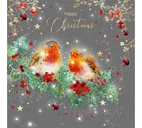 Cherry Orchard Open Christmas Card, Christmas Wishes Just for you. Beautiful Robin Design, finished with gold foil, comes with Gold Envelope