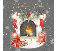 Cherry Orchard Open Christmas Card, Christmas Wishes. Traditional Design from the Gorgeous Grace range, finished with gold foil, comes with Gold Envelope