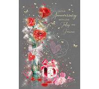 Cherry Orchard Our Anniversary Card with Pretty Roses Design and Gold Foil Detailing and Gold Envelope from Grace Range