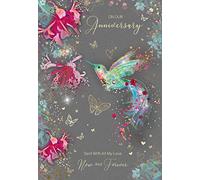 Cherry Orchard Our Anniversary Pretty Hummingbird Design with Gold Foil Detailing and Gold Envelope from Publishing and Gold Envelope