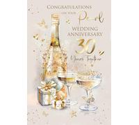 Cherry Orchard , Pearl Wedding Anniversary Card - Card for 30th Wedding Anniversary Congratulations - Elegant Champagne Design -Luxury Insert & Gold Foil Finish - Complete with Envelope